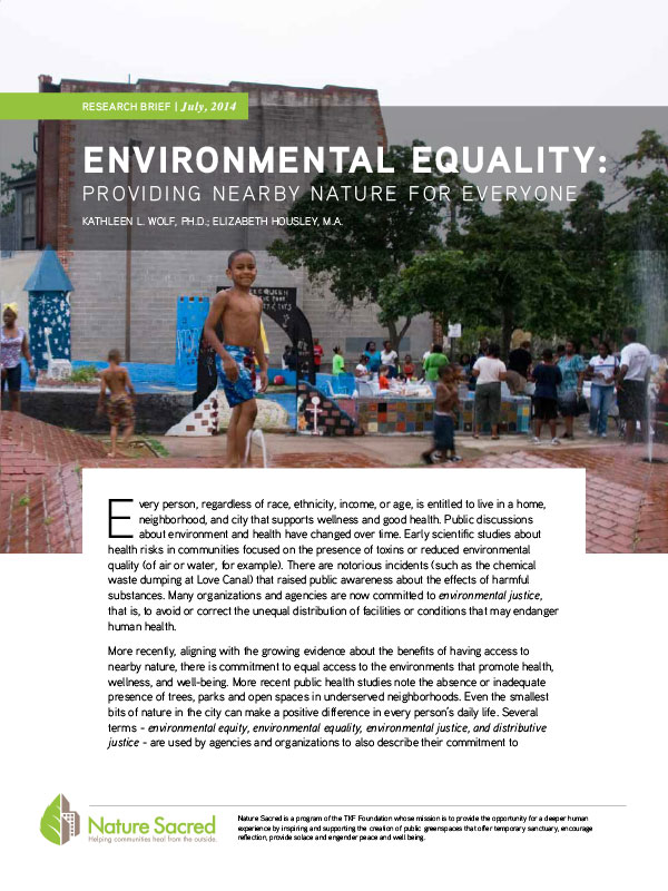 Environmental equality: Providing nearby nature for everyone cover